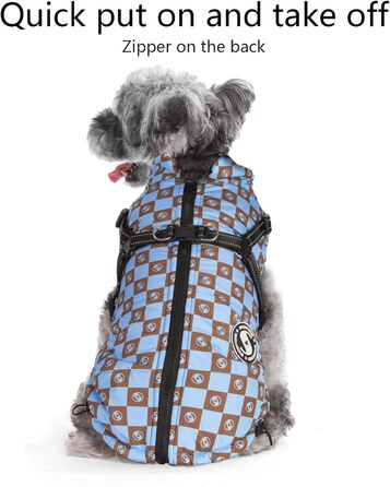Теплий водонепроникний одяг для собак на зиму (M+, Синій) - куртка для маленьких собак