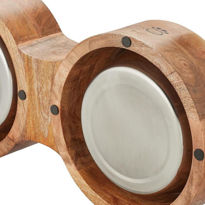 Миска для собак Relaxdays, набір з 2 мисок з нержавіючої сталі, об'єм 2.2 л кожна, розмір 8x48x22 см, для годування собак, колір: натуральний/сріблястий