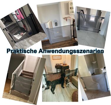 Захист для сходів з замком, розтяжне захисне ворота для дітей та собак, ширина 150 см, висота 83 см, сірий