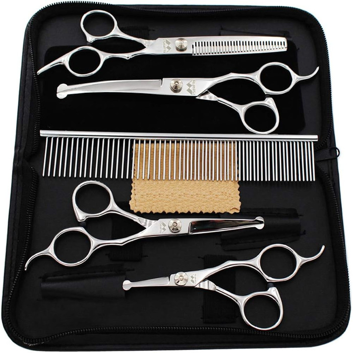 Набір ножиць для грумінгу собак iSeaFly 5 в 1: нержавіюча сталь, для тіла, обличчя, вух та носа