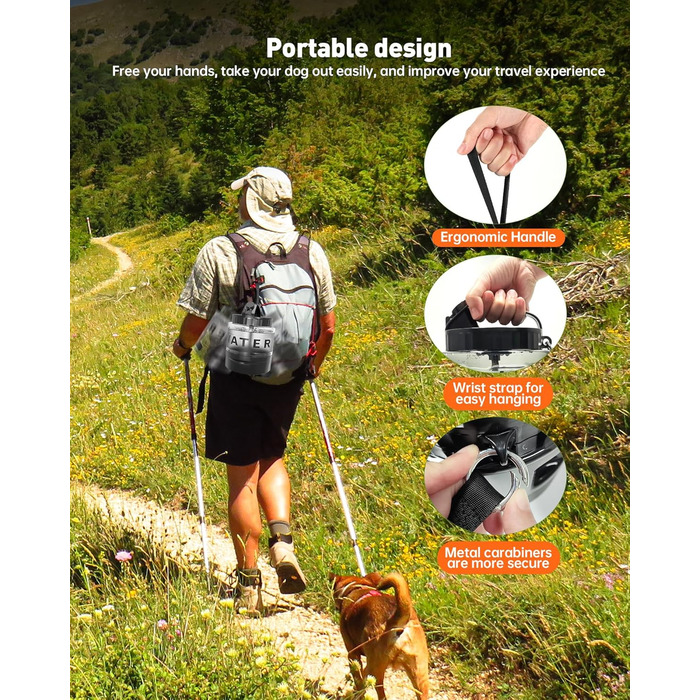 Портативна пляшка для води для собак PETNF, миска для води, не протікає, для великих собак, для подорожей, кемпінгу, прогулянок, пляжу, полювання