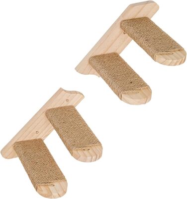 Кішка-драбина CiaoMiau: 2 шт. з дерева, з джутовим мотузком | для кріплення до стіни | економія місця, міцна | двостороннє кріплення | кішка-стінка