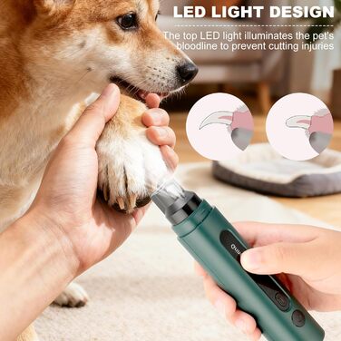 Електричний точилка для кігтів собак VINATO з LED-підсвіткою, 5 швидкостей, тиха та перезаряджувана. Підходить для собак маленьких, середніх та великих порід