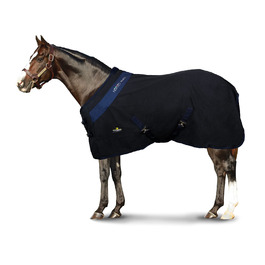 Літня бавовняна попона для коней Maddy 2, легка та дихаюча, з ременями та захистом хвоста, 155 см, чорний/синій