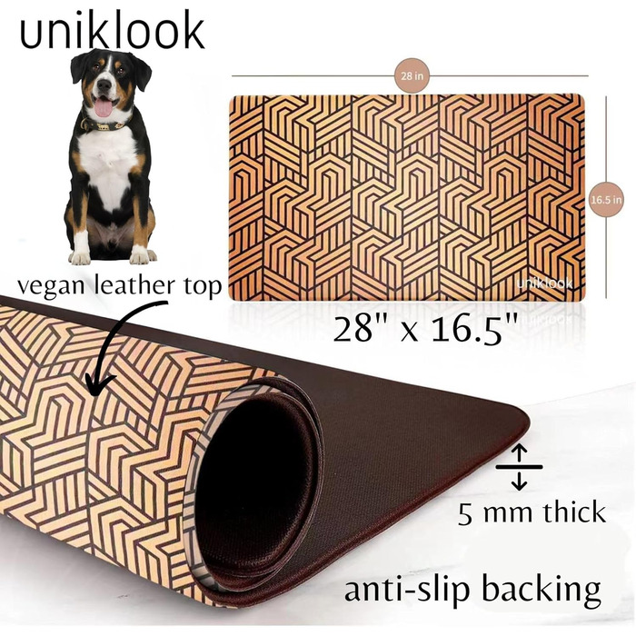 Uniklook килимок для корму собак і котів, екологічний, нетоксичний, водонепроникний, легкий у догляді, стильний дизайн, 41,9×71,1 см