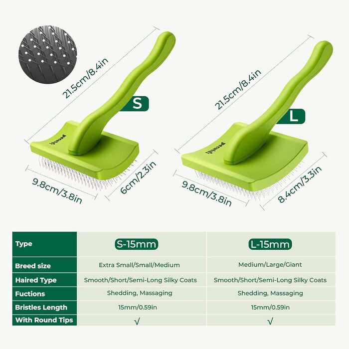 Пек'ют Лiкер Бюртє Профi: щiтка для вигiнню пiдшерстку собак, розплутування, довгi голки, для пуделів, теддiв, кокапу, довгошерстих порiд (25 мм, L, 15 мм, з клейкими кульками)