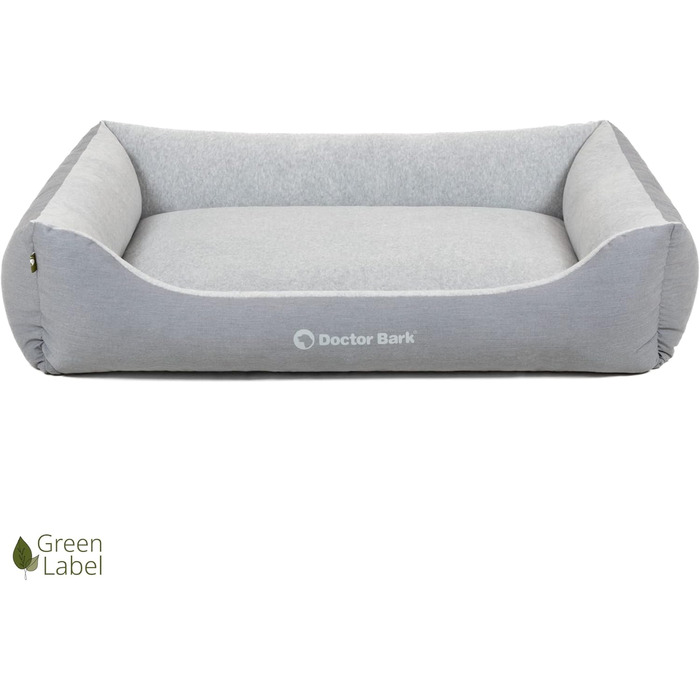 Ліжко для собак Doctor Bark для великих собак - Корзина для собак, яку можна прати - М'яке, пухнасте та затишне ліжко - Міцне та зносостійке - Виготовлено в Німеччині - GreenLabel (XL, 110x85 см, світло-сірий)