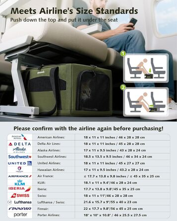 Транспортна сумка для котів Pecute: легка, складана, для подорожей, зелена