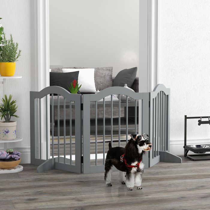 PawHut Barrier Dog 3 частини, 154,5 x 61 см складні ворота для собак з дверима, дверний щиток з 2 опорними ніжками, окремо стоячі сходові ворота для кухні, передпокою, світло-сірі | Аосом