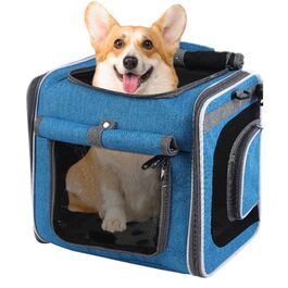 Корзина для собаки на велосипеді, переноска для тварин, регульована сумка, рюкзак з вентиляцією для транспортування, їзди на велосипеді, подорожей, кемпінгу, піших прогулянок, подорожей