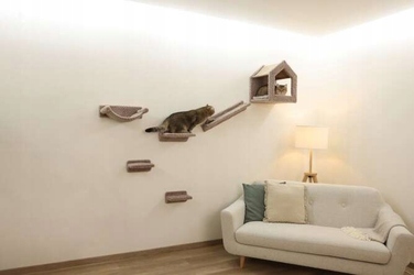 Стіновий ігровий комплекс для котів Kerbl Monte Baldo: будинок, лежанка, полиця та дряпачка (6 елементів)