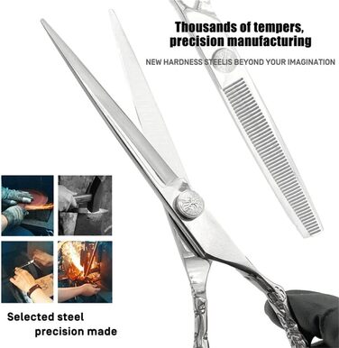 Професійна ножиця для грумінгу собак 7,5 дюймів: набір ножиць для догляду за собаками (вигнуті, прямі, розріджувальні)