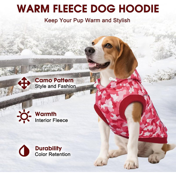 Світшот для собак IECOii, теплий зимовий пуховик з отвором для повідка та світловідбиваючими смугами, худі для собак, теплий пуловер для собак, одяг для собак, флісовий пуловер (M-4XL) 3XL, рожевий