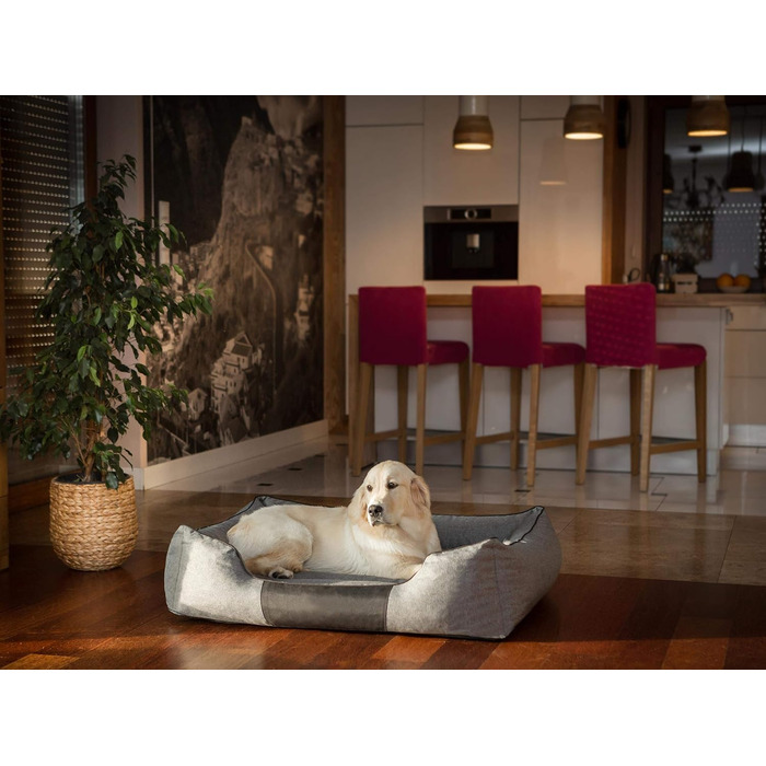 Крісло-ліжко для собак XL (85x65 см), м'яке, сіре, для домашніх тварин