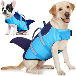Спасальний жилет для собак AOFITEE, блакитний, з ручкою та світловідбиваючими смугами, XS
