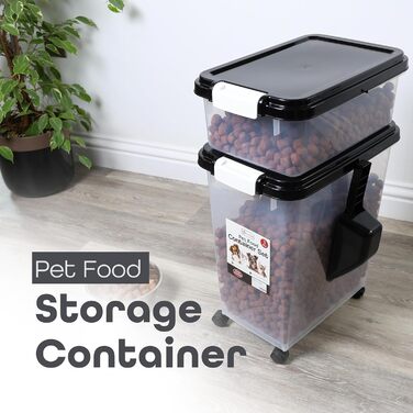 DIVCHI Контейнер для зберігання корму для тварин 3 шт. з мірною ложкою, для собак, котів, чорний