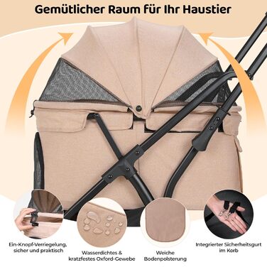 Візок для собак та котів MAMIZO, складаний, до 20 кг, рожевий