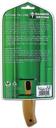 Гребінець з обертовими зубцями для догляду за шерстю собак та котів (41 зубчик) | З бамбука | Для довгої та кучерявої шерсті
