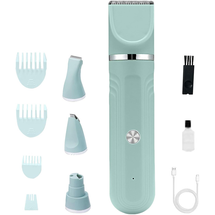 Триммер для собак - набір для догляду за шерстю 4-в-1, акумуляторний, регульовані ножиці для цуценят, зелений