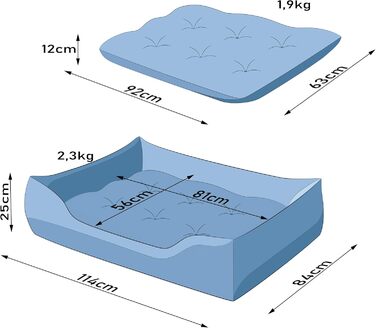 М'яке ліжко для собак та котів, XL, Графіт. Зручне, з високими бортиками, легко миється. 84x65 см