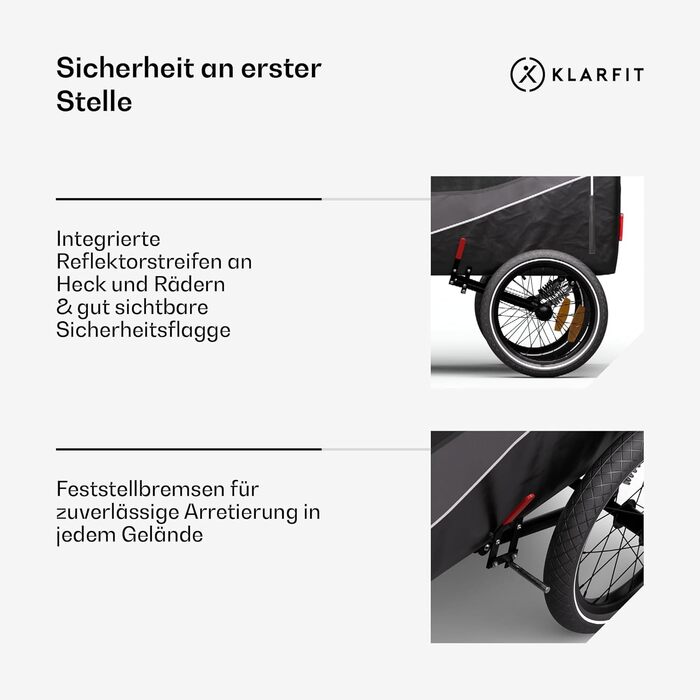 Причіп для собак Klarfit Goldie Home, 334 л, водовідштовхувальний, для дому та вулиці, вантажопідйомність 40 кг, складаний, 16-дюймові колеса