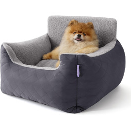 Автокрісло для собак Lesure - сіре, водонепроникне, з поворотком для повіска, для маленьких собак