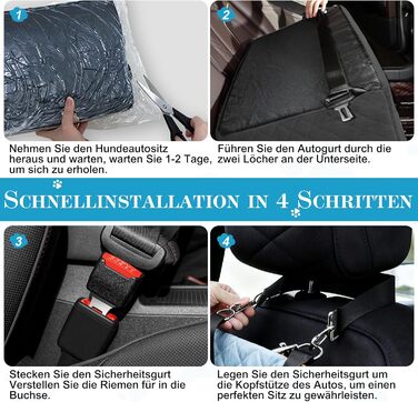 Автокрісло для собак великих та середніх порід до 45 кг, знімне та миється, з безпечними лініями та антиковзною основою для заднього сидіння автомобіля