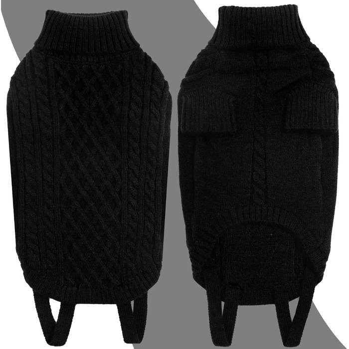 Пуловер для собак на Новий рік - теплий, з дірочкою для повідка, для чихуахуа, рейнхаунд та котів (S/L, чорний)