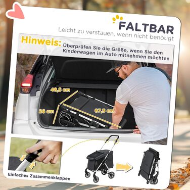 Візок для собак PawHut - легкий, складаний, з алюмінію, сірий. Для собак та котів, з подушкою, сіткою, дверима та кошиком для зберігання