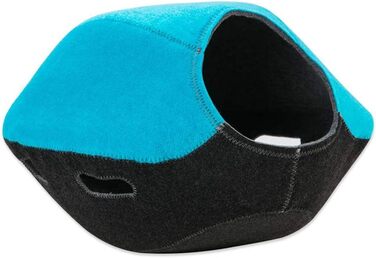 Складаний котячий будиночок Lazy Place з ігровим отвором, фетровий м’який лежак-ніша для котів, праний, синій/сірий