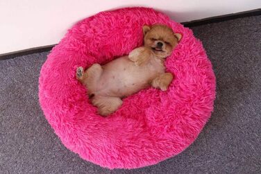 М'яке ліжко для кота/собаки у вигляді пончика, рожева, 70 см. Комфортне, з товстою наповнювачем, миється.