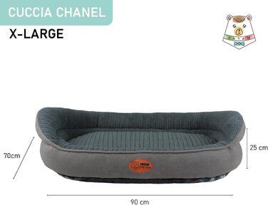 Ліжко для собак і котів Chanel, знімний чохол, м'яке, з високим бортиком, антиковзаюче дно, темно-сіре, екстра велике 90x70x25 см, машинне прання