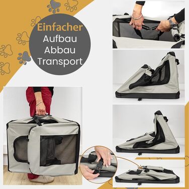 Складана переносна сумка-бокс для собак та котів Petigi (кремовий, M, 60x42x45 см)