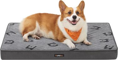 Ліжко для собак Feandrea, м'яке, знімний матрац, водовідштовхувальне, 76 x 51 x 8 см, розмір M, для маленьких та мініатюрних собак, сірий (PGW241G01 M)