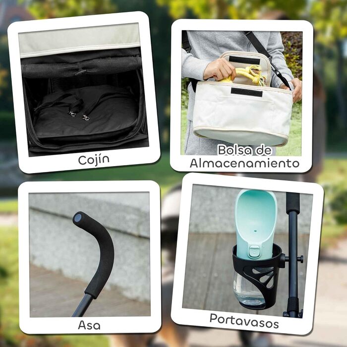 Візок для собак PawHut - блакитний, з розкладним сонцезахисним козирком, зручним килимком та кишенькою для речей