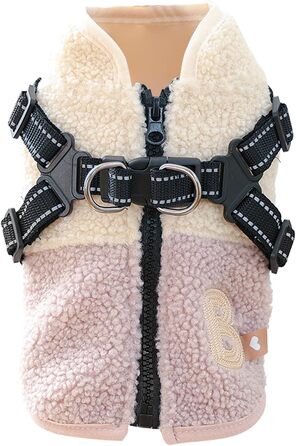 Зимовий теплий одяг для собак, вітронепроникний, з флісовою підкладкою, з отвором для шлейки, для маленьких та середніх тварин, зелено-білий (рожевий/білий)