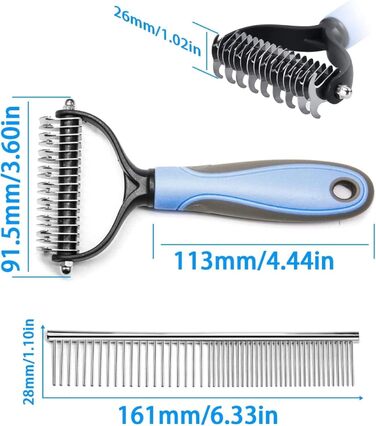Щітка для собак та котів з довгим хутром, 17+9 двосторонні щітки для підшерстя, гребінець для собак з нержавіючої сталі