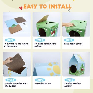 Nobleza: будиночок-кігтеточка для котів з картону та котячої м'яти. Легко збирається, ідеально для кігтів та ігор. (1 шт.)