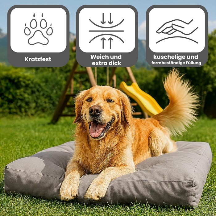 Килимок для собак великих порід 110x90 см - Міцний матеріал Oxford 600D, водовідштовхувальний, XXL, 10 см висоти, двосторонній, для використання на вулиці - Сірий 110x90x10 см