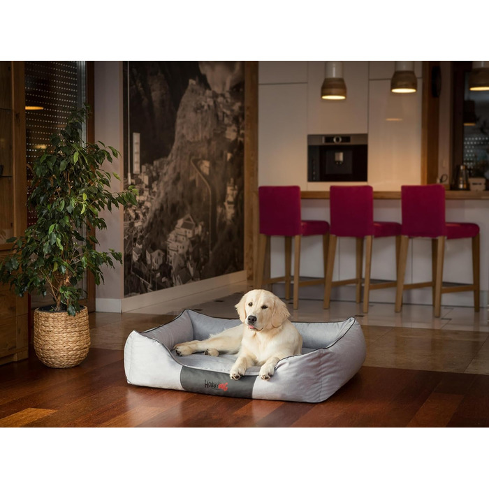 Крісло-ліжко для собак великих, середніх та маленьких порід - зручне ліжко для собак, сірого кольору, розмір L, 110 x 90 см, знімний та пральний чохол