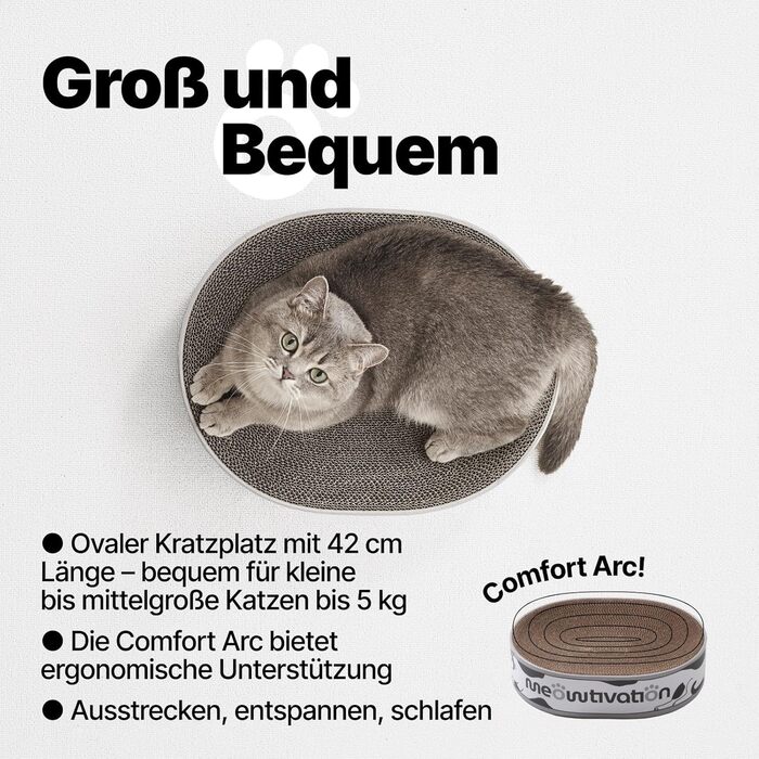 Кігтеточка-ліжко для котів з картонної коробки, 42 см, з котячою м'ятою