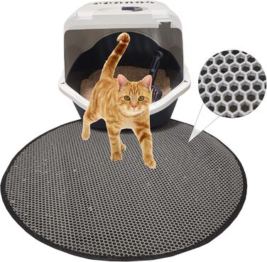 Килимок під лоток для котів BYPET, 58 см, круглий, з дизайном 