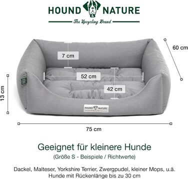 HOUND & NATURE: М'яке ліжко для собак Bern, розмір S (75x60 см), світло-сіре - кушетка для маленьких собак, знімний чохол, легко миється