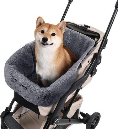 Матрац для тварин у візочок – зимова подушка для собак та котів, магнітна, для цуценят, кошенят, у подорожах, на прогулянках, в авто, до ветеринара, сірий