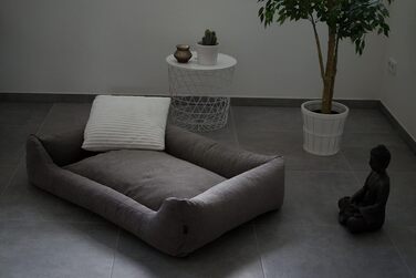 Лебон - ліжко для собак Гордон - Бежево-коричневе, м'яке, з товстою лежанкою, 3 розміри, можна прати (M)