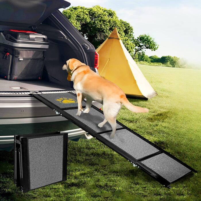 Рампа для собак Hunderampe Auto Klappbar: складана, 170 см, з антиковзким покриттям для собак маленьких, середніх та великих порід. Підходить для авто, SUV, вантажівок, диванів та ліжок