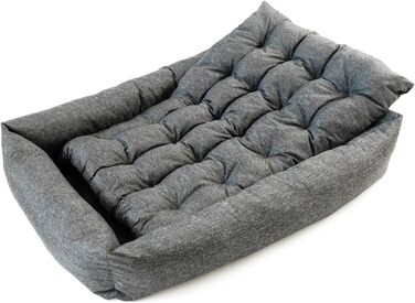 Лежанка для собак водонепроникна - лежанки для маленьких та великих собак - лежанка для собак з неслизьким дном - собачий кошик, лежанка 120x90x20 чорне лляне полотно