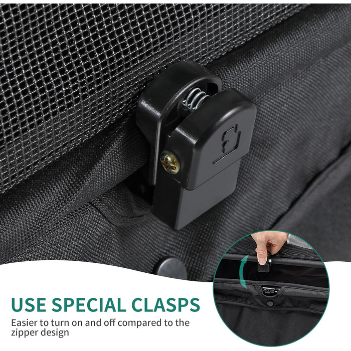 Візок для собак та котів YITAHOME, чорний, до 22 кг, складна конструкція, з сумкою, подушкою, сітковими вікнами та кошиком для зберігання