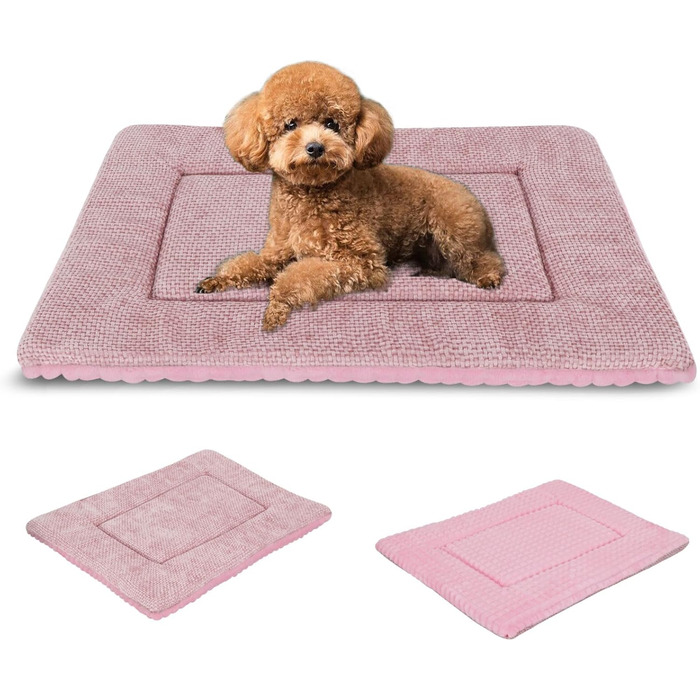 Лежанка для собак, миється, пухнаста, м'яка та тепла лежанка для собак маленьких, середніх та великих порід XZ016 (Рожева, L 60 x B 45 x H 4 см)