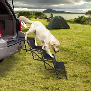 Сходи для собак Caliyo, 4 сходи, авто, до 75 кг, чорний, регульована висота, для великих собак, для авто, диванів та ліжок